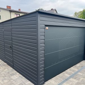 Prémium lemezgarázs 4x6m szekcionált kapuval – grafit