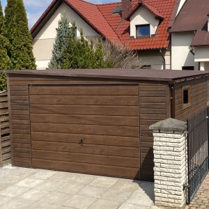 4×6-os dió színű, fa hatású lemezgarázs