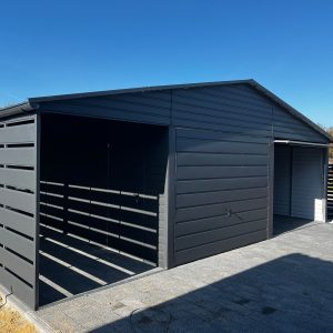 6 m x 5,8 m-es garázs + 3 m-es kocsibeálló